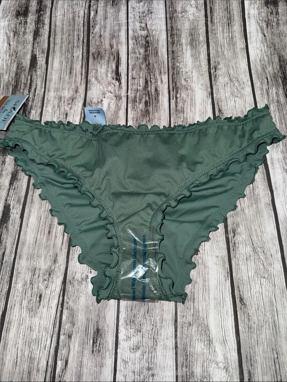Shade & Shore Low Rise Cheeky Ruffle Bikini Bottoms - Green